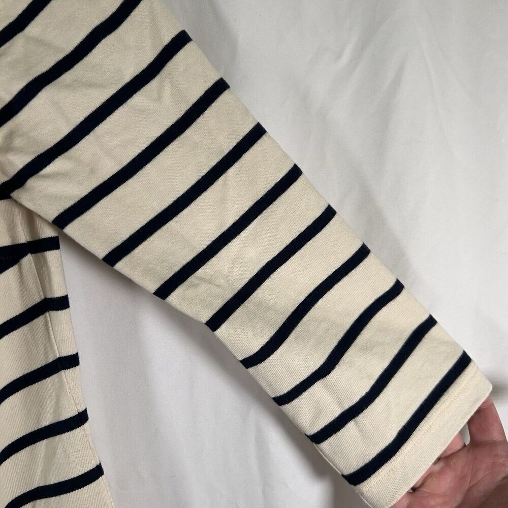 J Mclaughlin Dress Women's Medium White Black Striped 3/4 Sleeve 100% Cotton - Picture 5 of 11